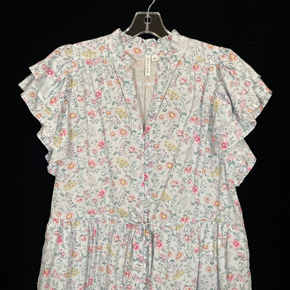 Janie and Jack Womens Dress Matching Moment Floral Flutter Sleeve Tiered Blue L - Picture 4 of 7